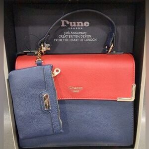 Dune London NIB Red and Blue 30th Anniversary Crossbody Bag & Wristlet Gift Set